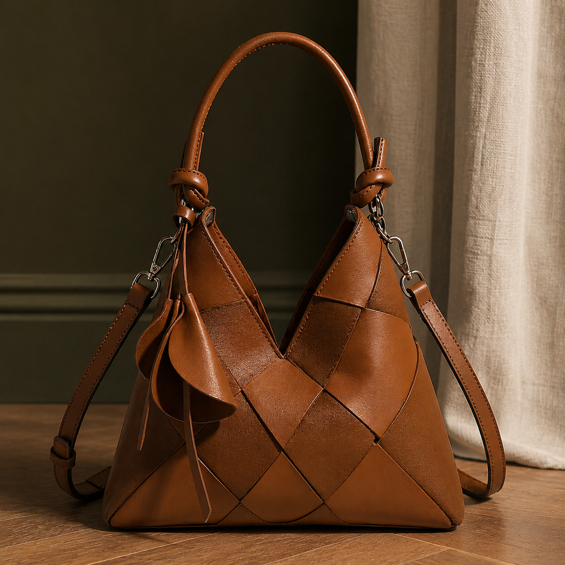 Rimini Woven Shoulder Bag - Sienna Brown