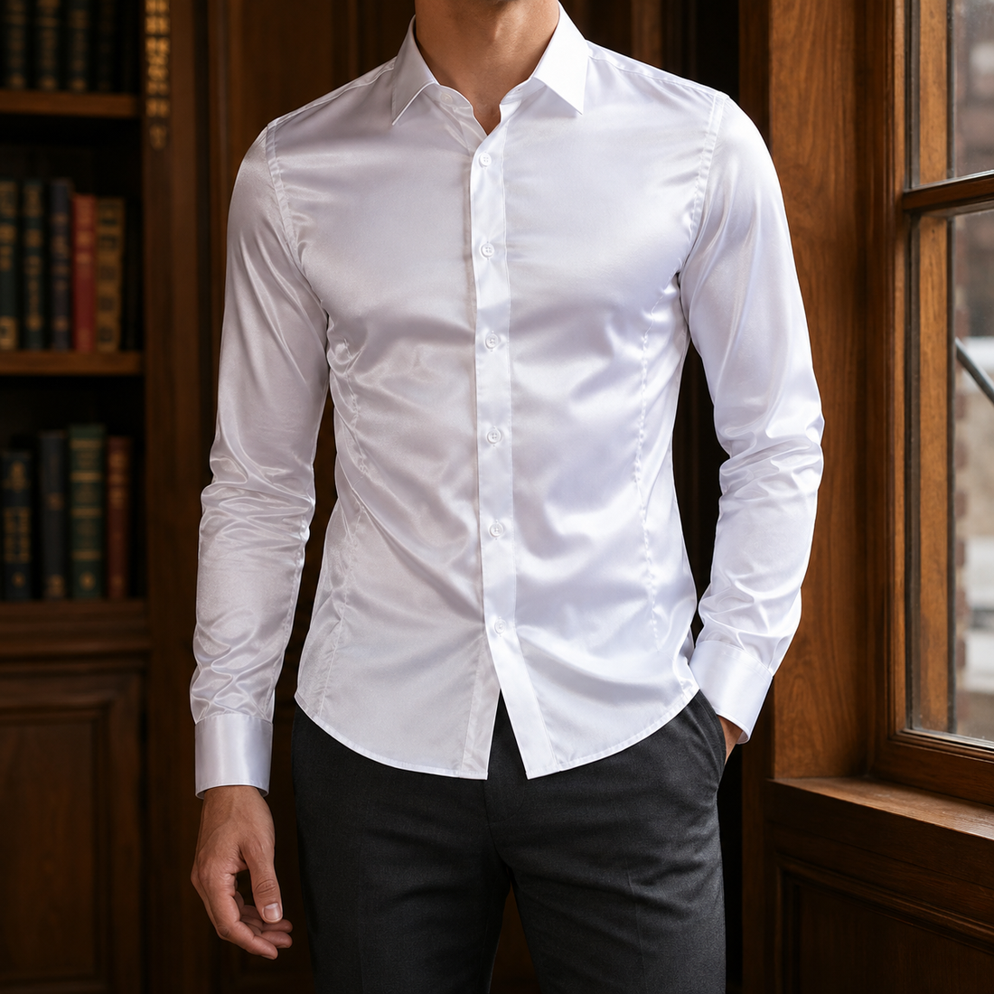 Mathias Satin Shirt - White
