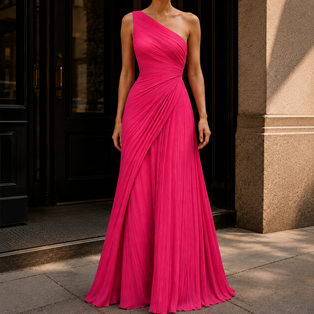 Tabitha One-Shoulder Dress - Pink