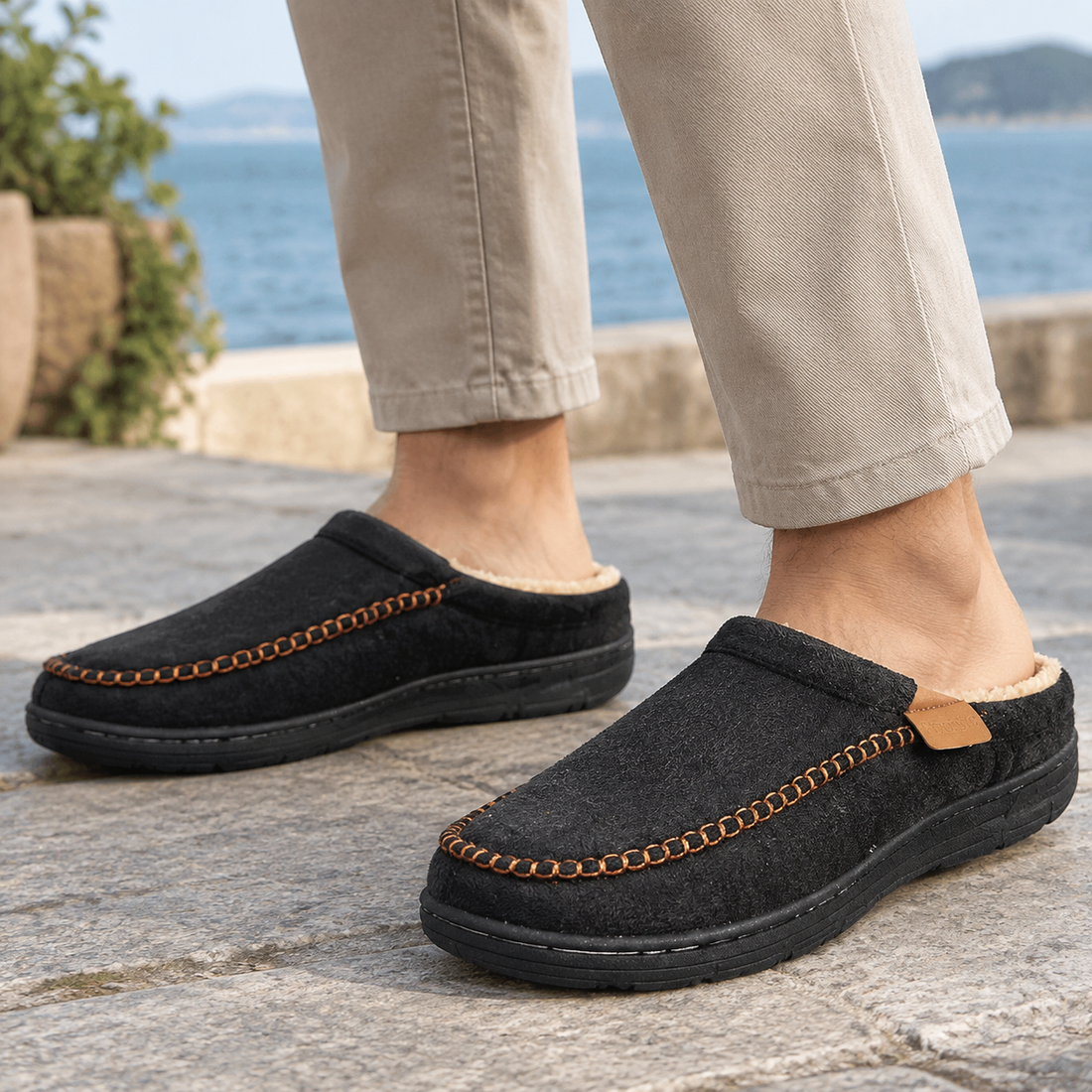 Vitale Suede Slippers - Black