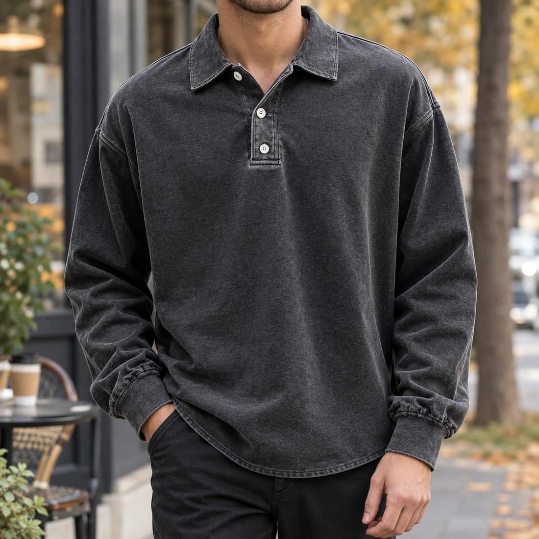 Nicodemus-Scott Relaxed Polo - Black