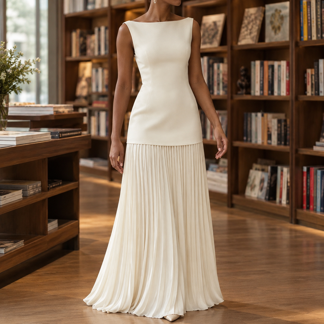Ruby-Belle Pleated Skirt Set - White