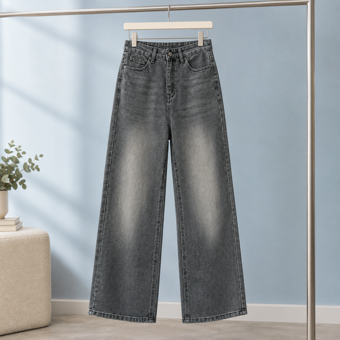 Christabel Wide Leg Jeans - Washed Black