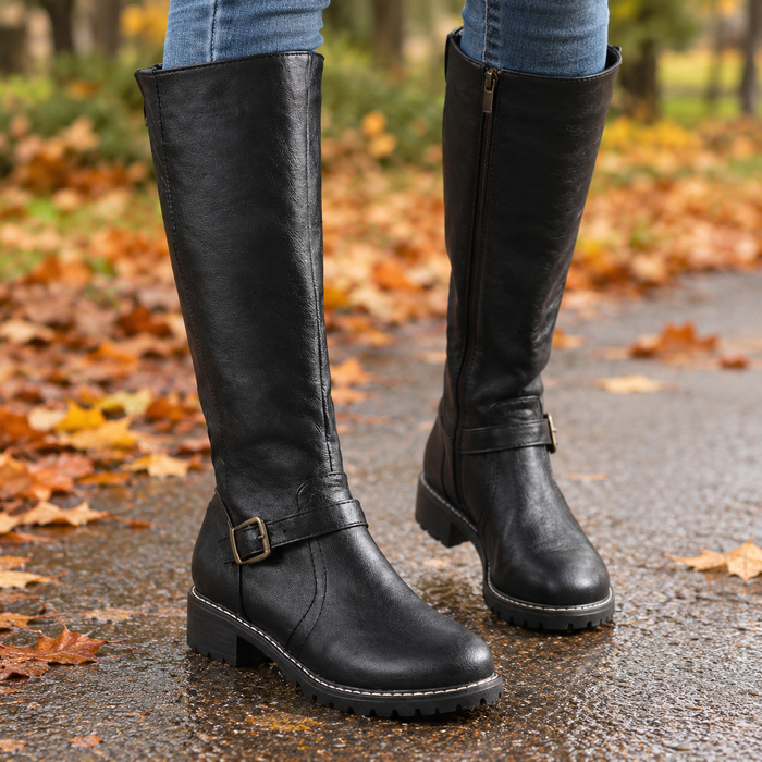 Neroni Buckle Knee High Boots