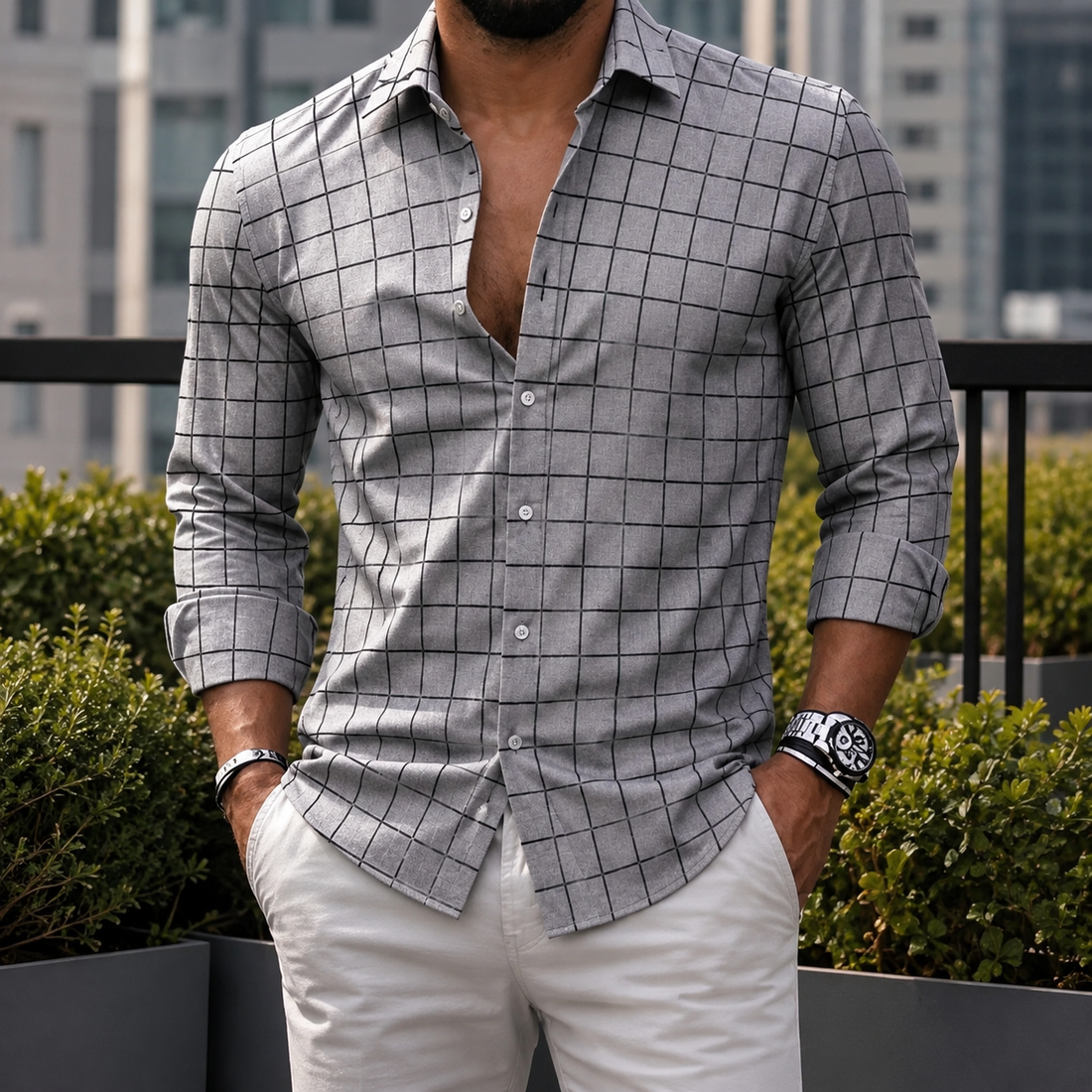 Jasper Grid Shirt - Gray