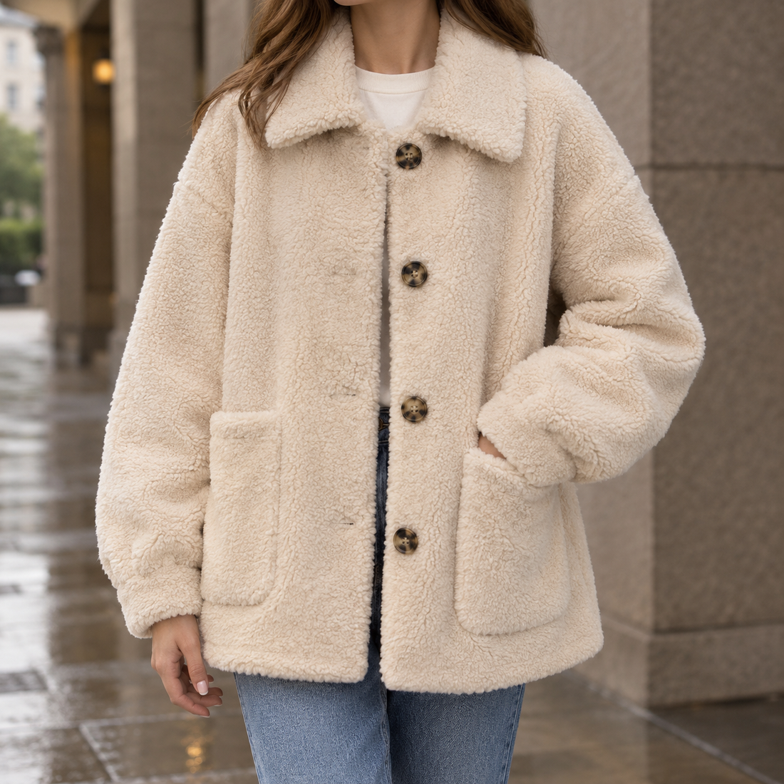 Becca-Rose Teddy Jacket - Apricot