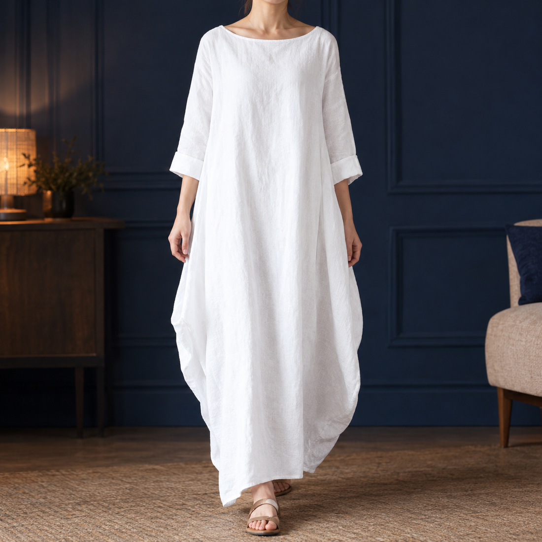 Audrina Cocoon Maxi Dress - White