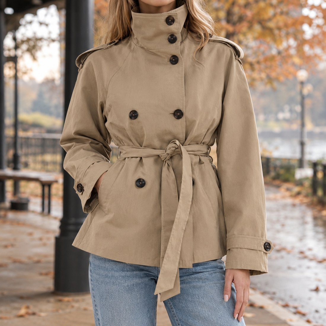 Solene-June Belted Jacket - Khaki