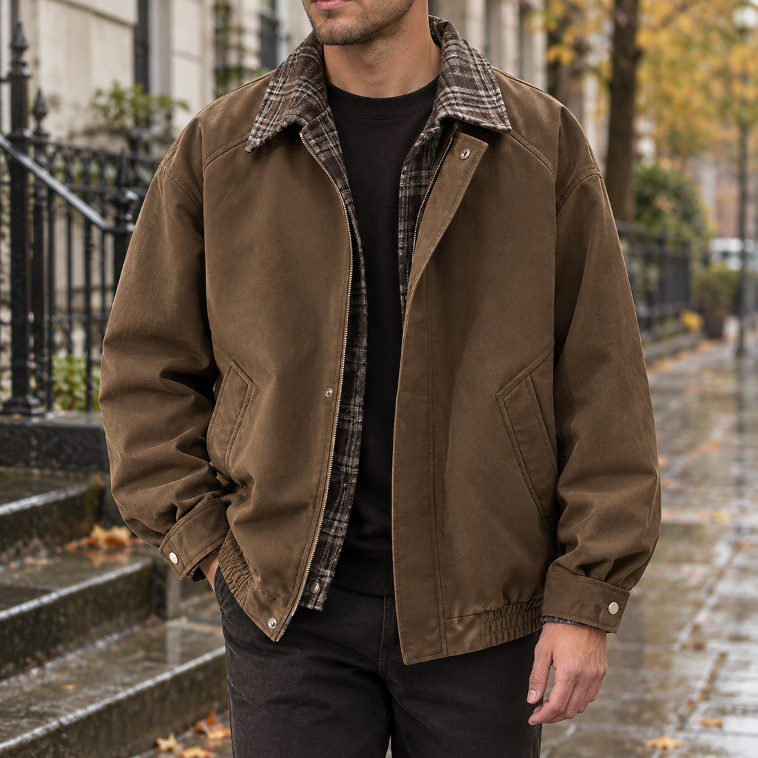 James-York Plaid Jacket - Brown