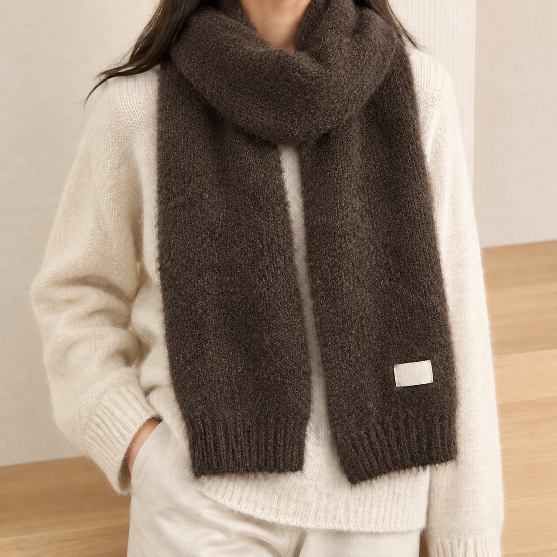 Hartwell Cashmere Scarf - Deep-brown