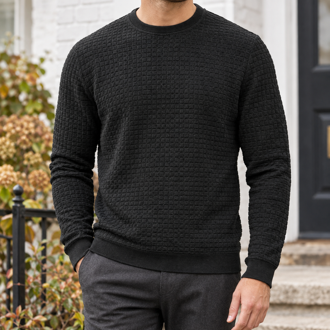 Ennis-West Textured Sweater - Black