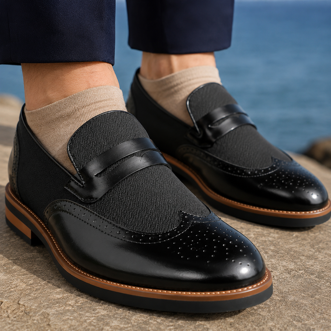 Marco Brogue Loafers - Black