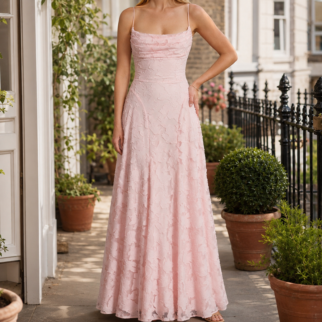 Yara-Lane Open-Back Maxi Dress - Pink