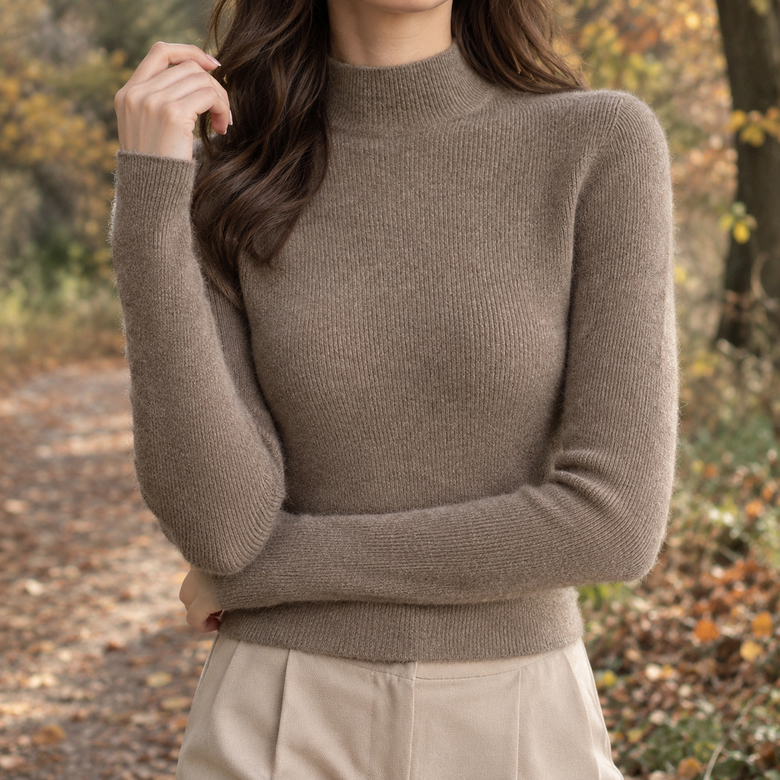 Danielle-Kate Mock Neck Sweater - Camel