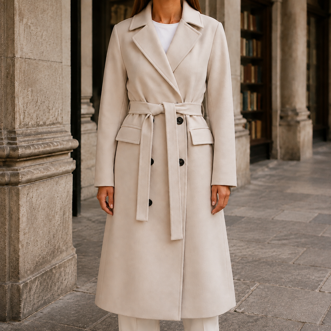 Chiara Belted Overcoat - Beige