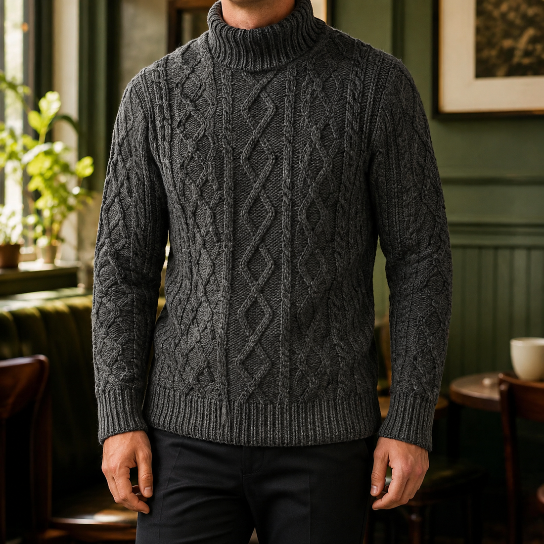 Yannick Cable Knit Sweater - Dark Gray