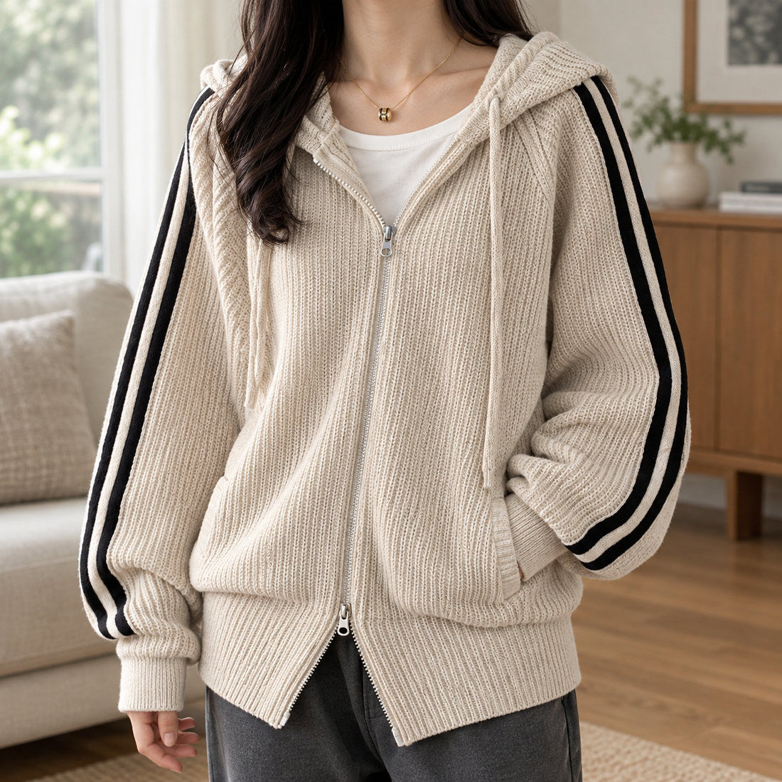 Anouska-Lane Ribbed Jacket - Apricot