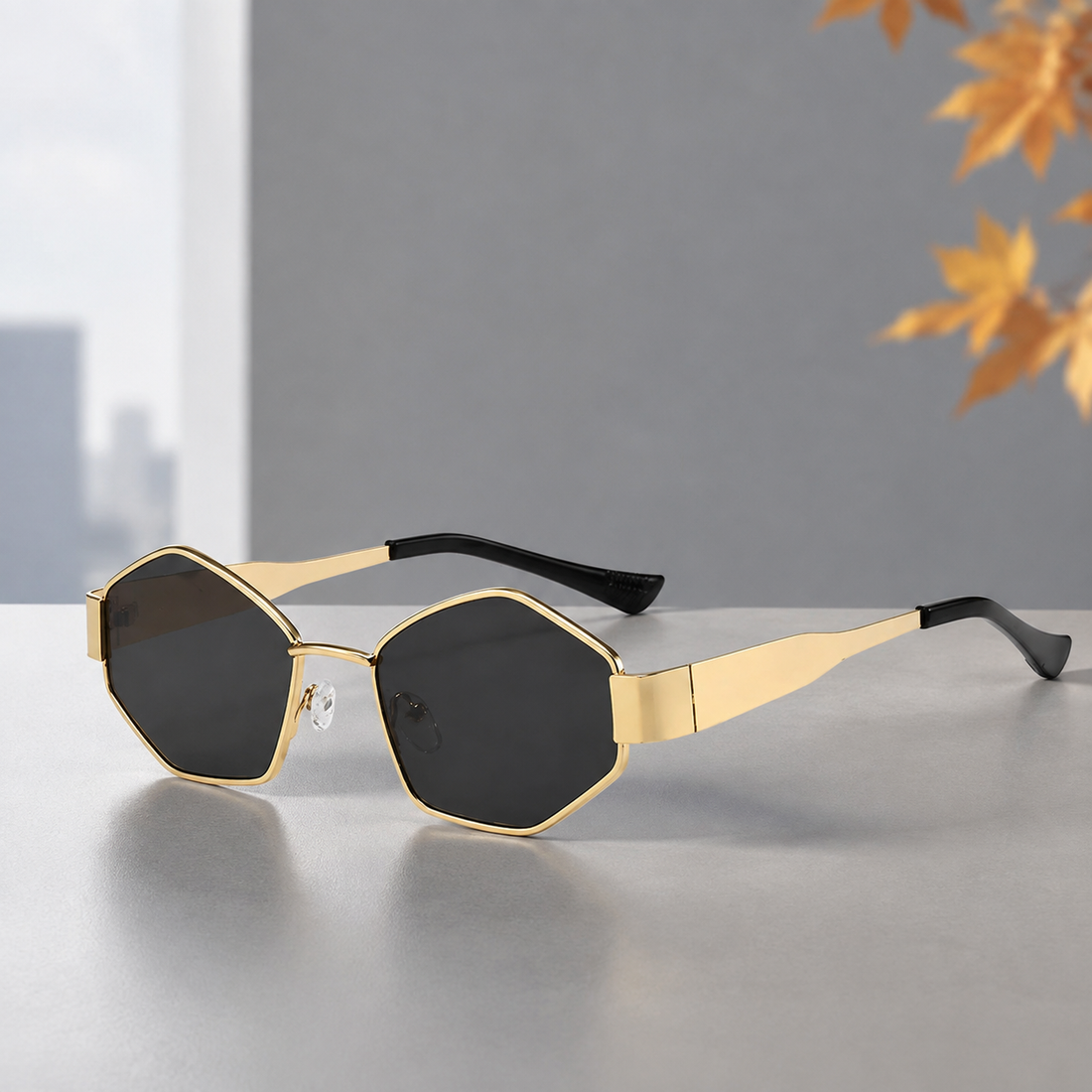 Huston Geometric Sunglasses - Gold