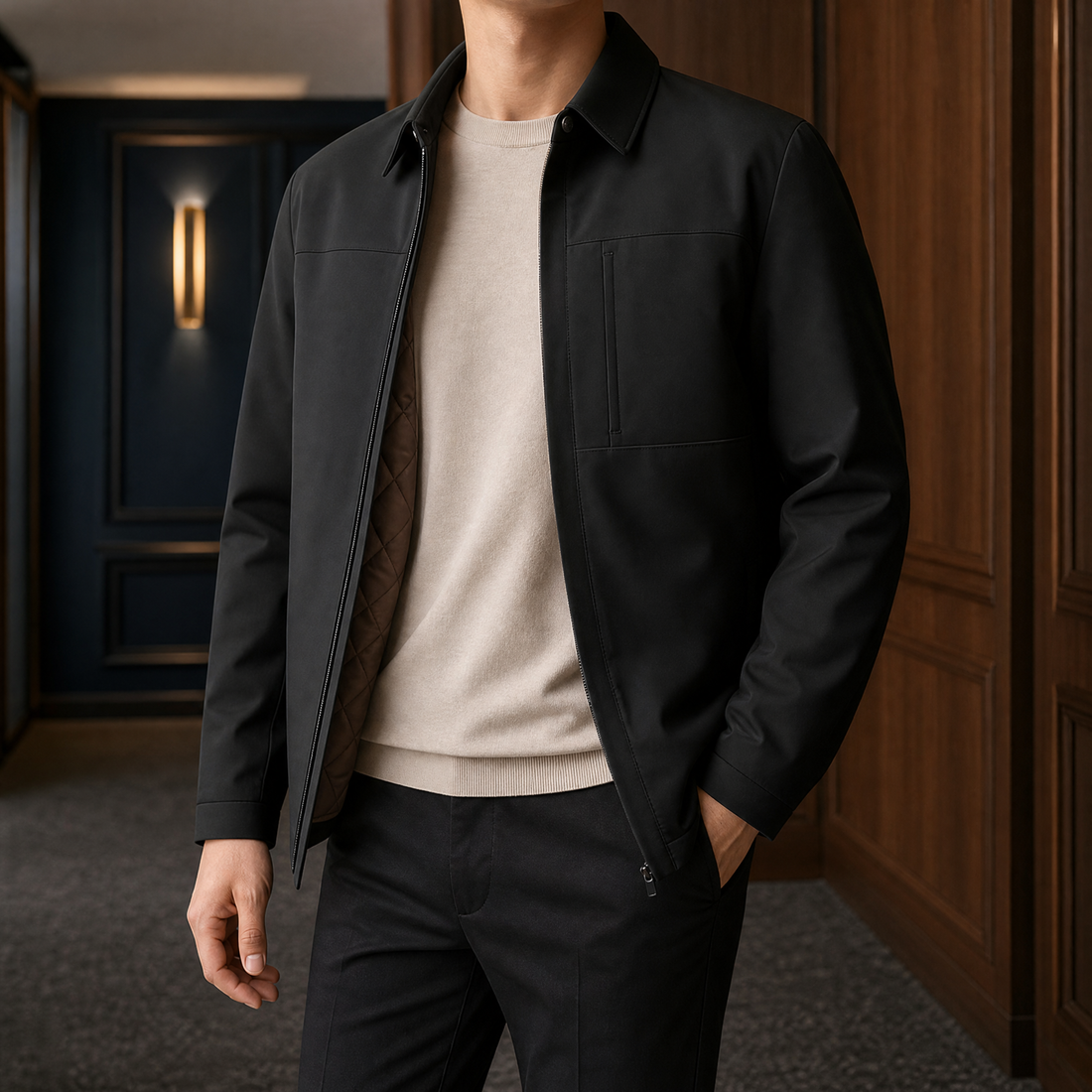 Matthew Collared Jacket - Black