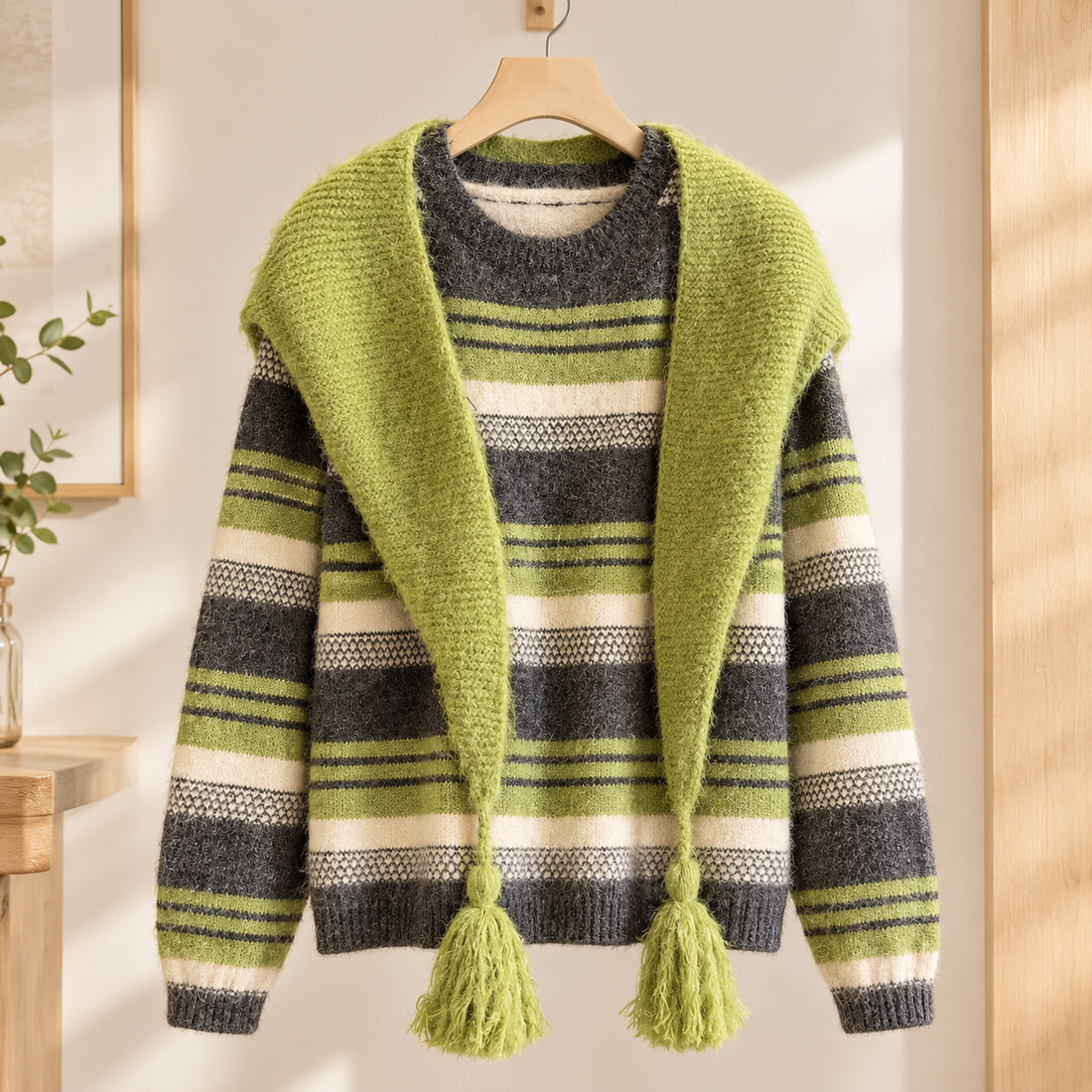 Aline-Eve Layered Knit Set - Green