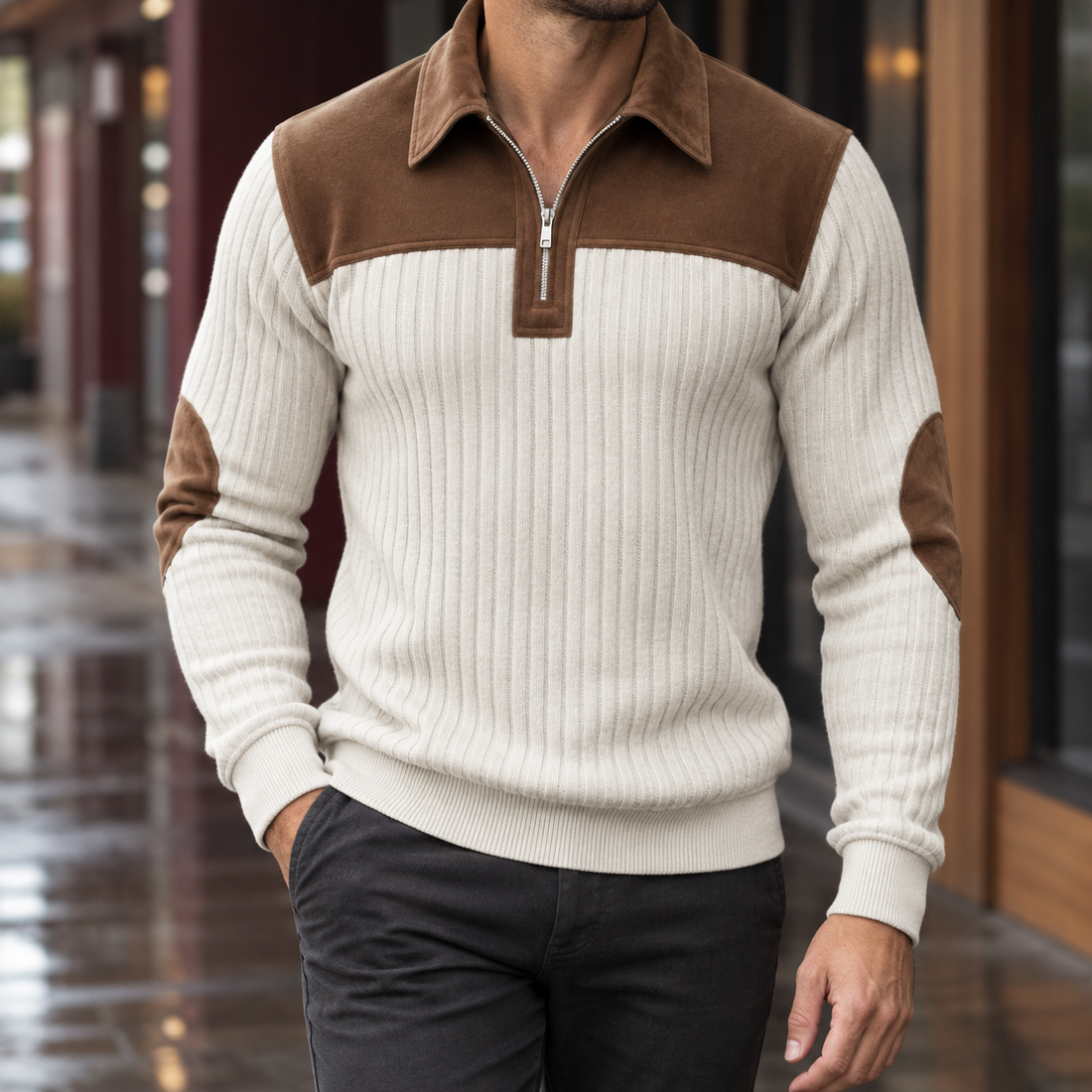 Aurelien Ribbed Pullover - White