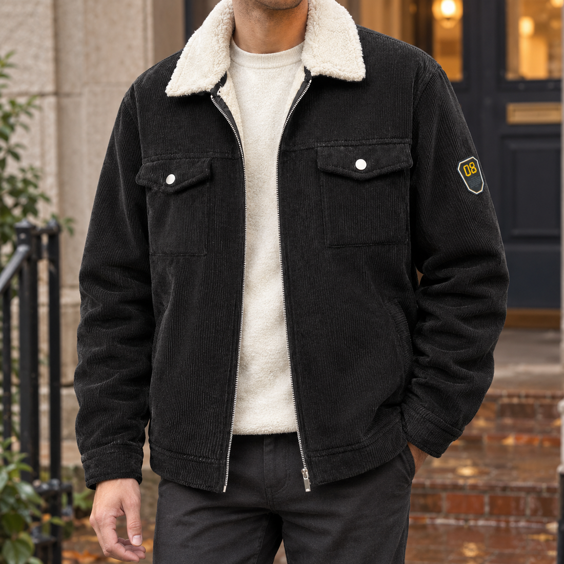 Erasmus-West Corduroy Jacket - Black