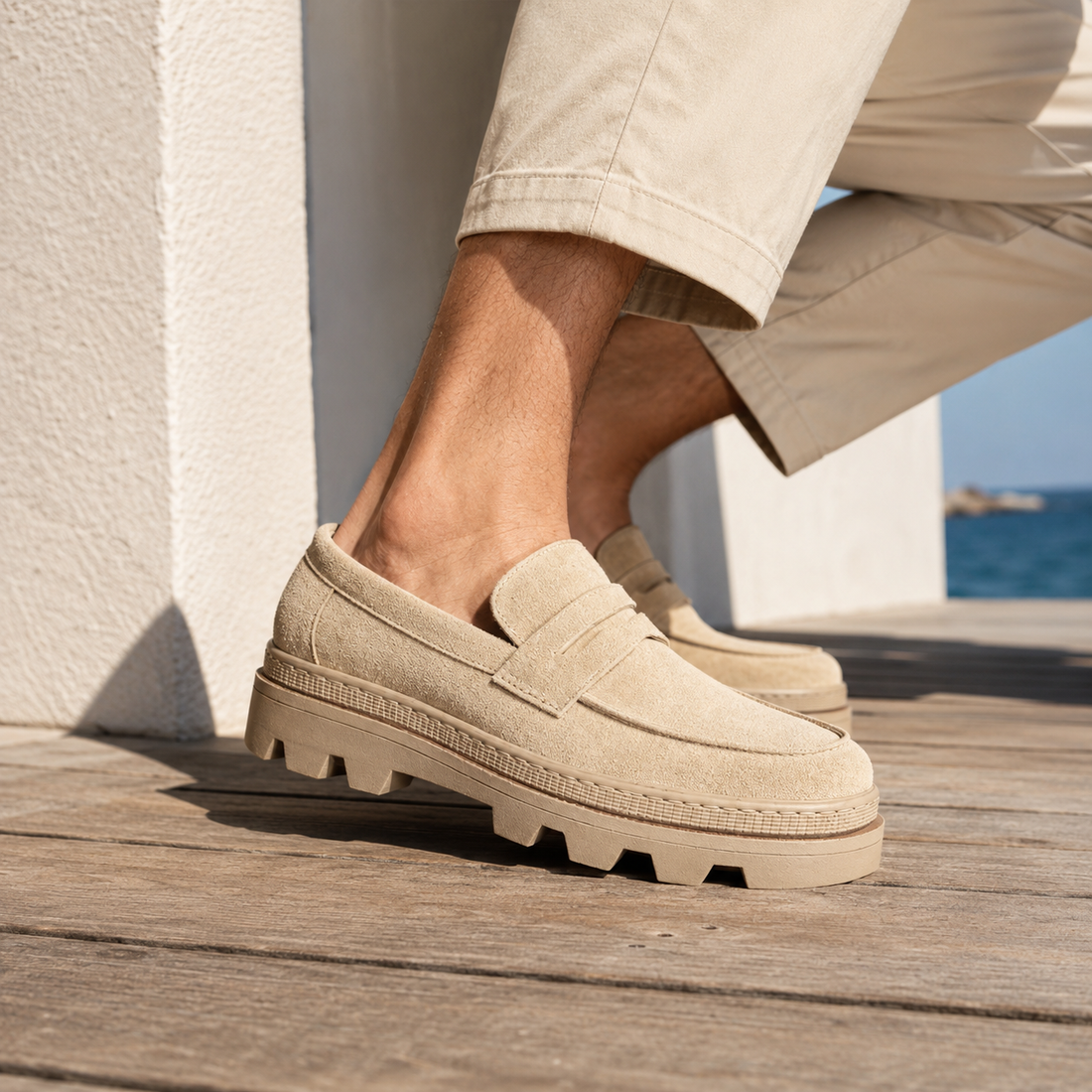 Bellucci Suede Loafers - Beige