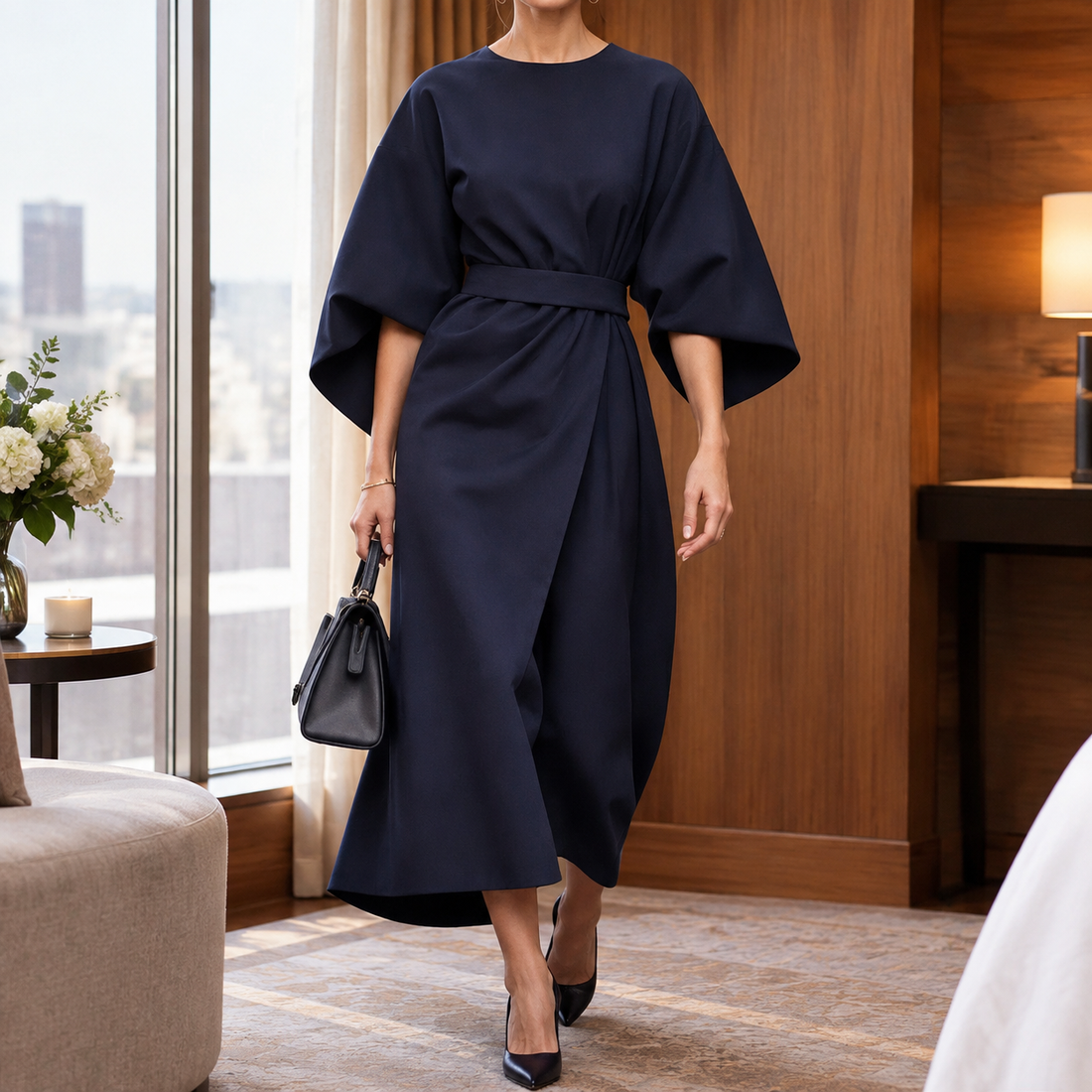 Elodie-Elise Kimono Sleeve Dress - Sea Blue 2