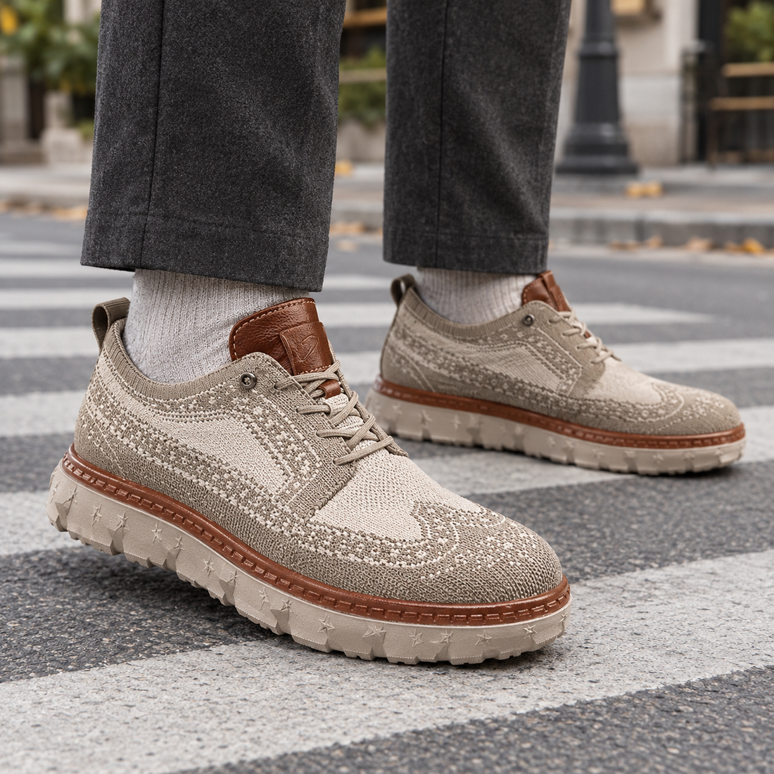 Loreto Brogue Sneakers - Khaki