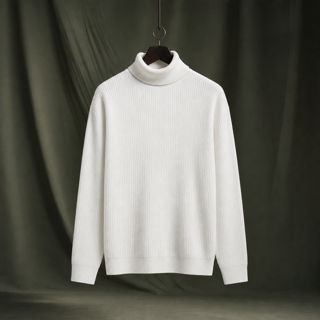 Sylvester Ribbed Turtleneck Sweater - White