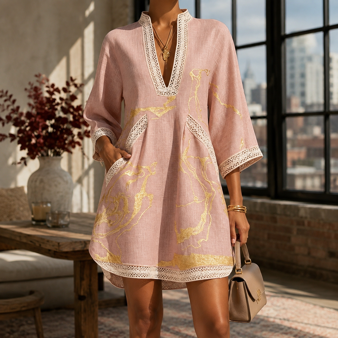 Solene-Lane A-Line Dress - Pink