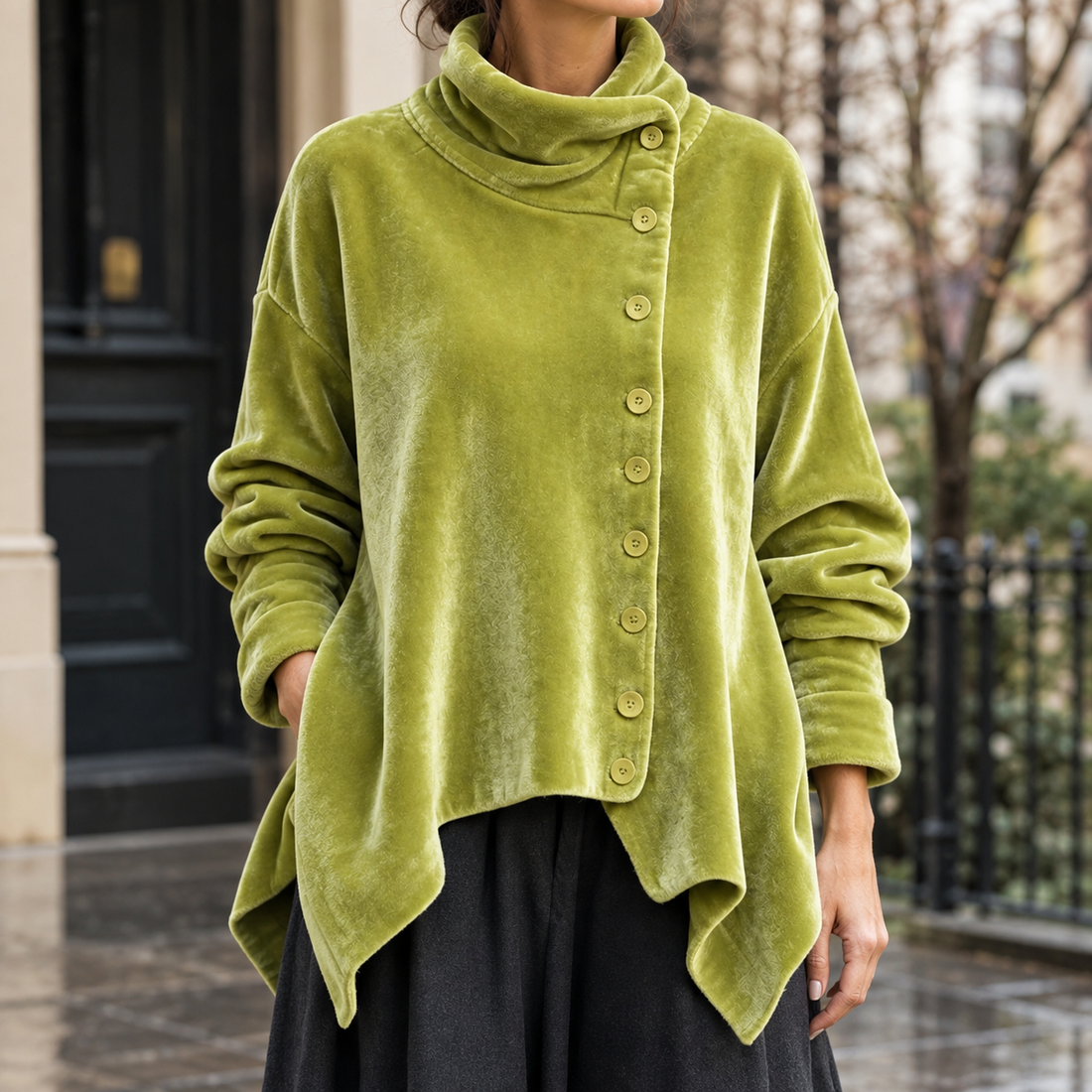 Danielle-Jade Velvet Cardigan - Green