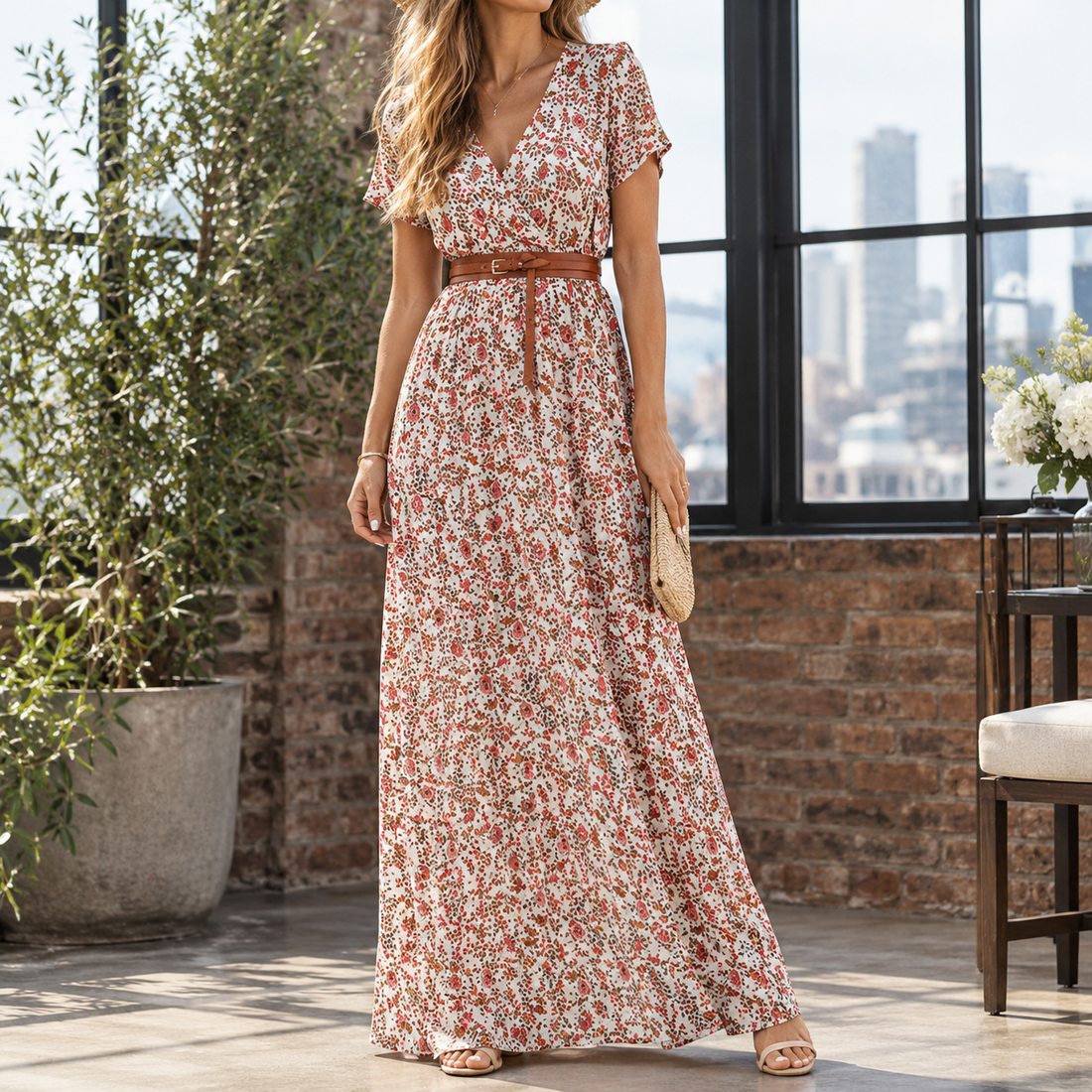 Cassia-Hope Surplice Maxi Dress - As Pictured