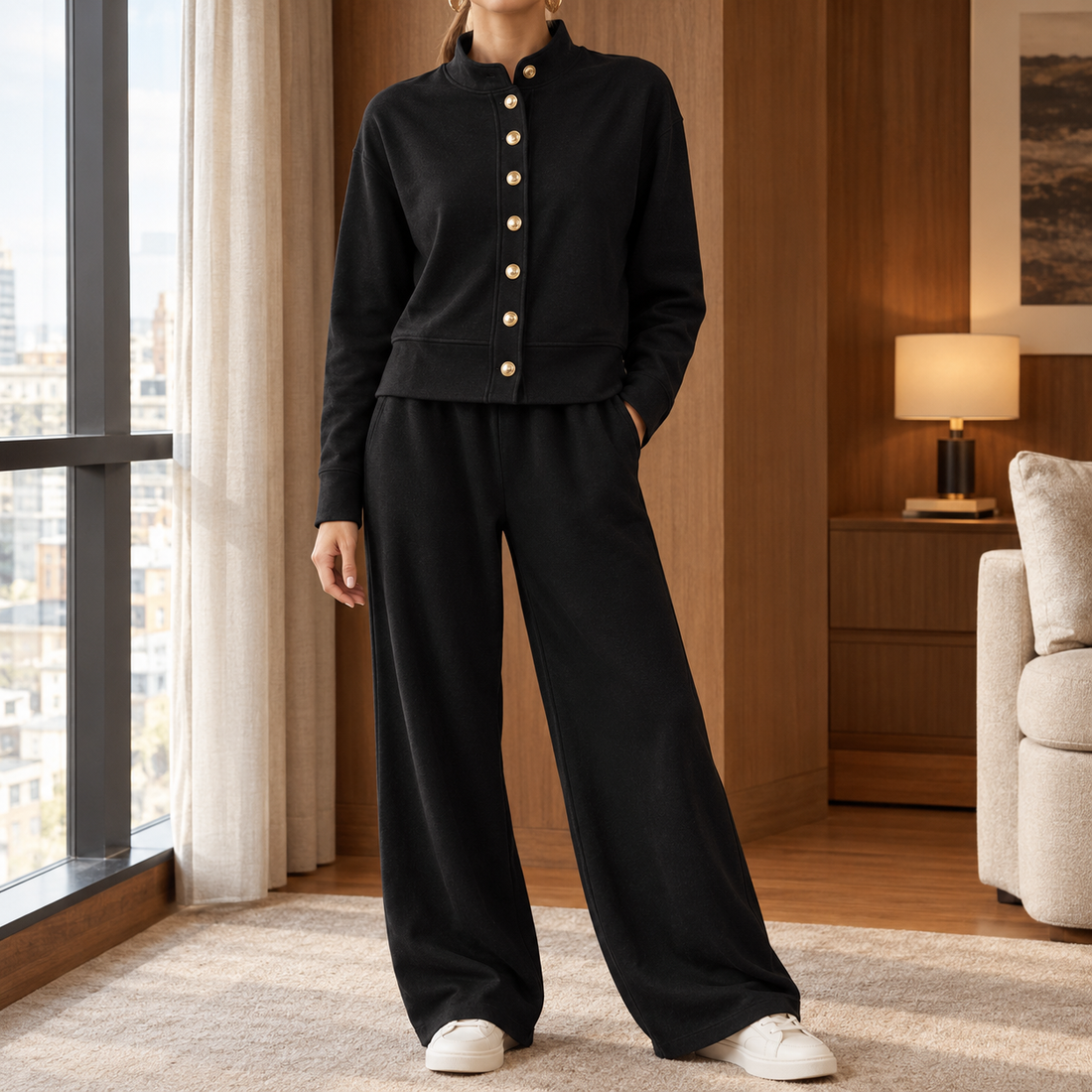 Catriona-Grace Wide Leg Set - Black