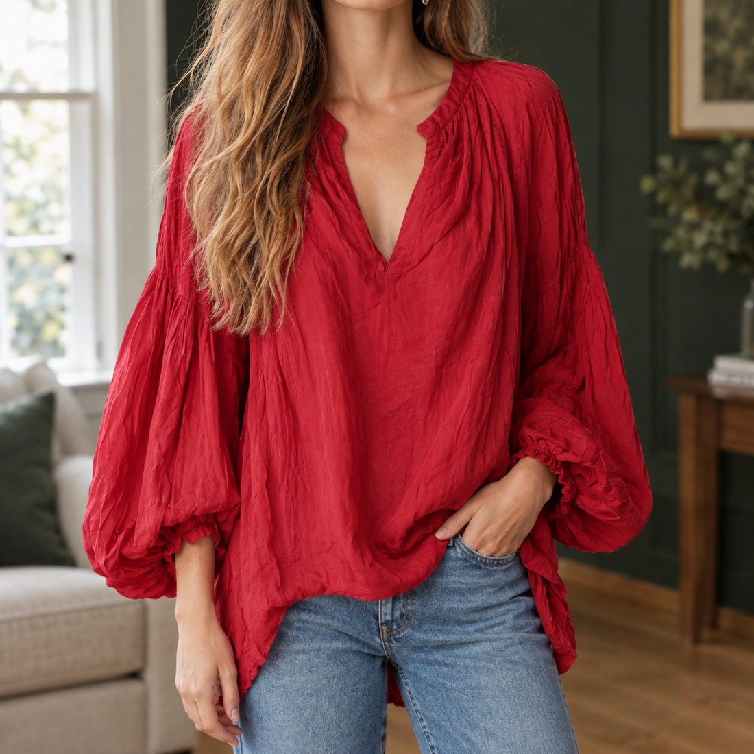 Becca Relaxed Blouse - Red