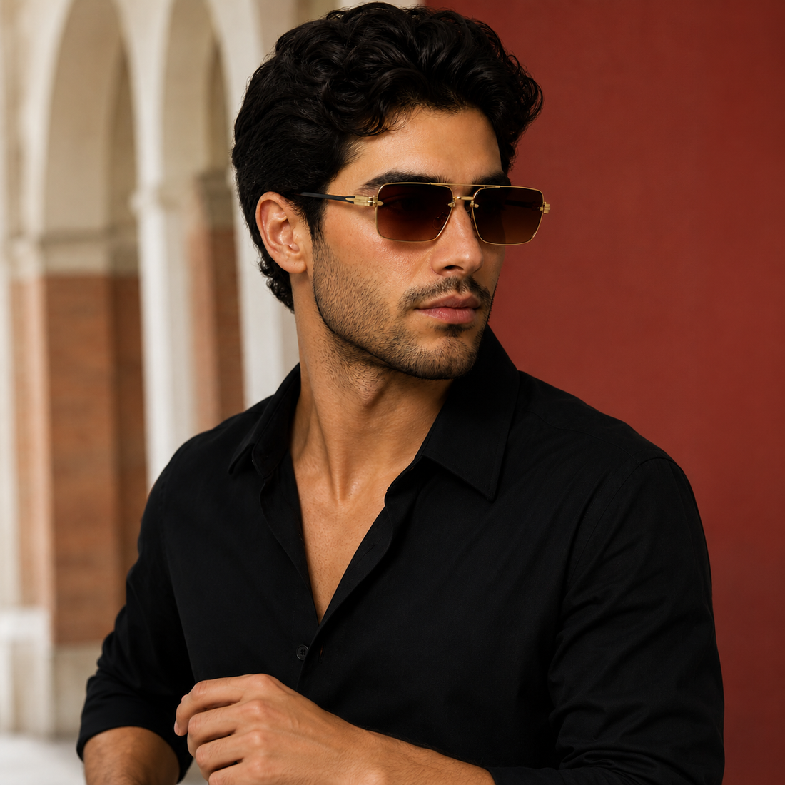 Ellis Rimless Sunglasses - Brown