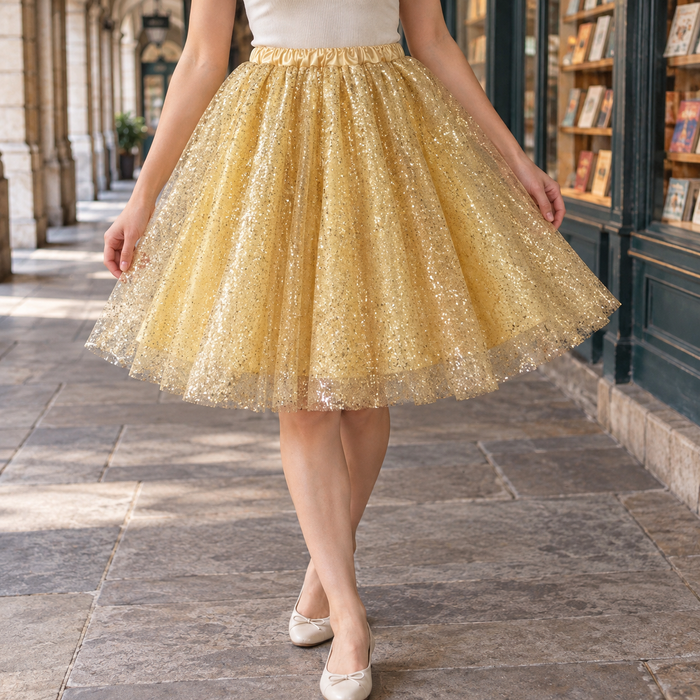 Apolline Glitter Mesh Skirt
