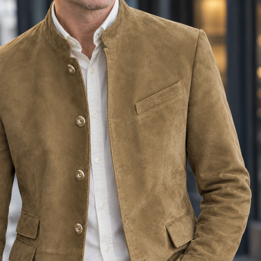 Pierrick Stand Collar Blazer - Lead Product Detail