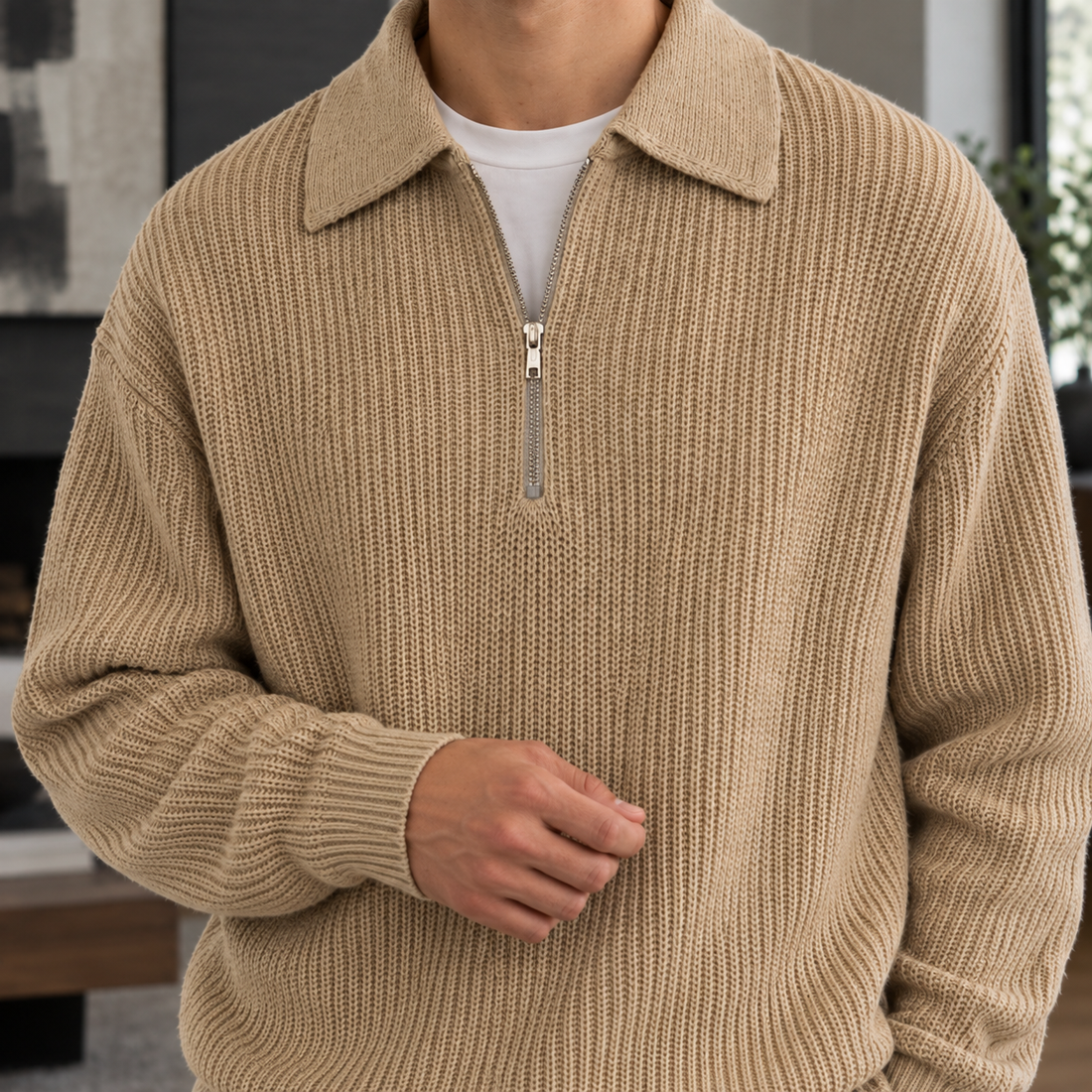 Evan-Hayes Half Zip Sweater - Lead Product Detail