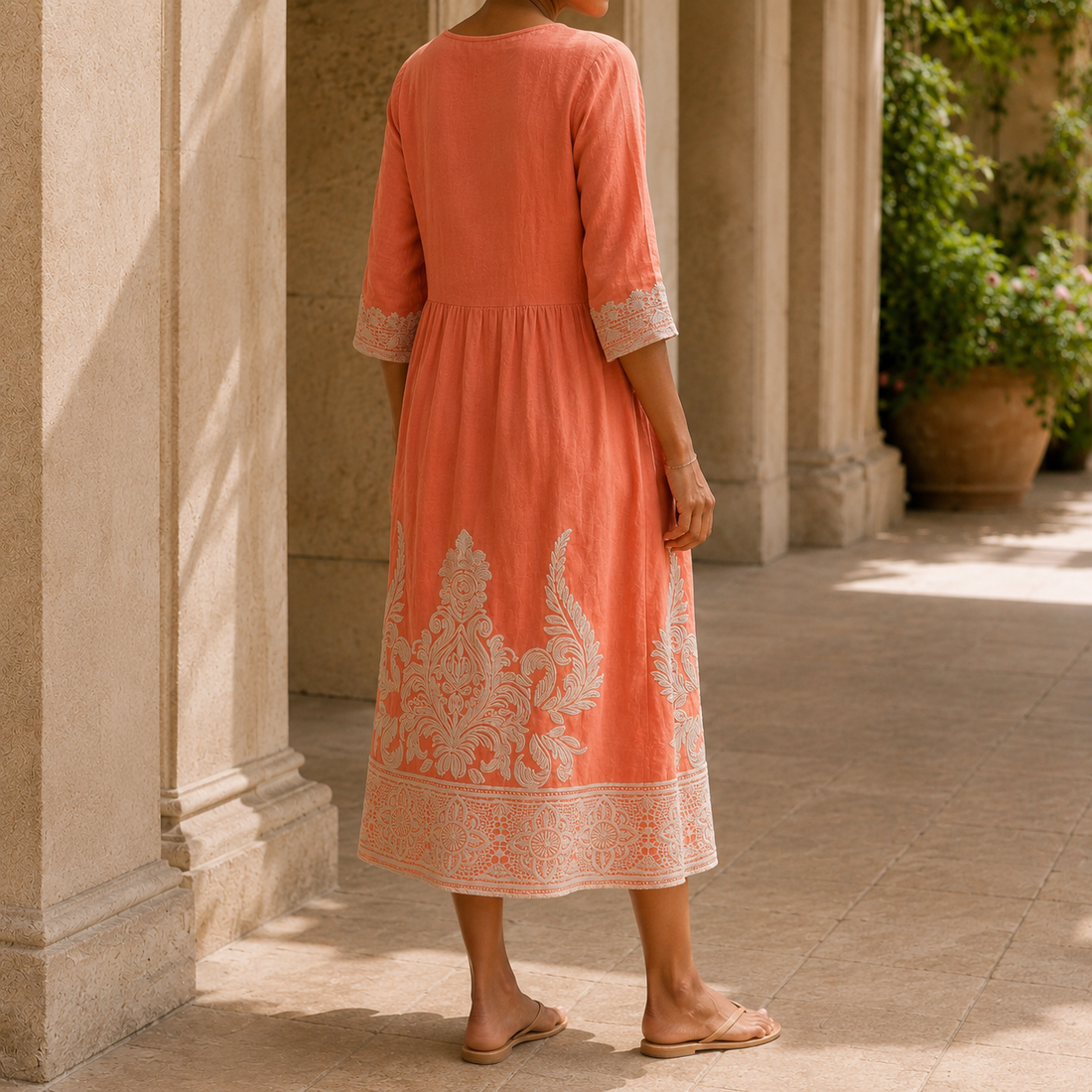 Amalia Embroidered Midi Dress - Lead Alternate View