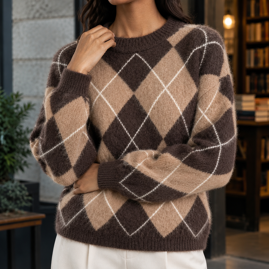 Autumn-Lane Argyle Sweater - Lead Product Detail