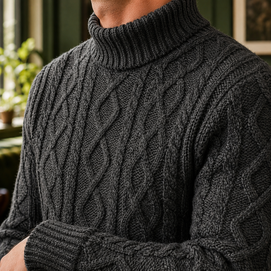 Yannick Cable Knit Sweater - Lead Product Detail