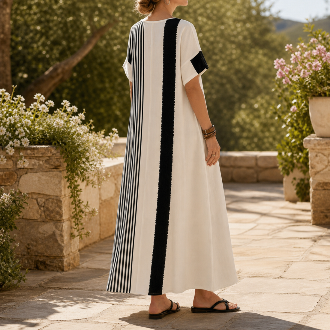 Lucia Striped Maxi Dress - Lead Alternate View