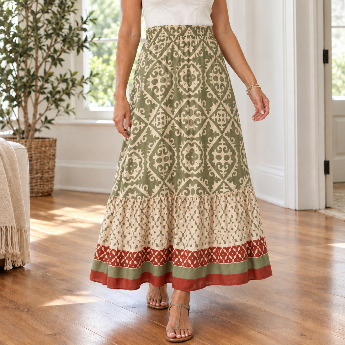 Alma Printed Maxi Skirt - Lead Product Detail