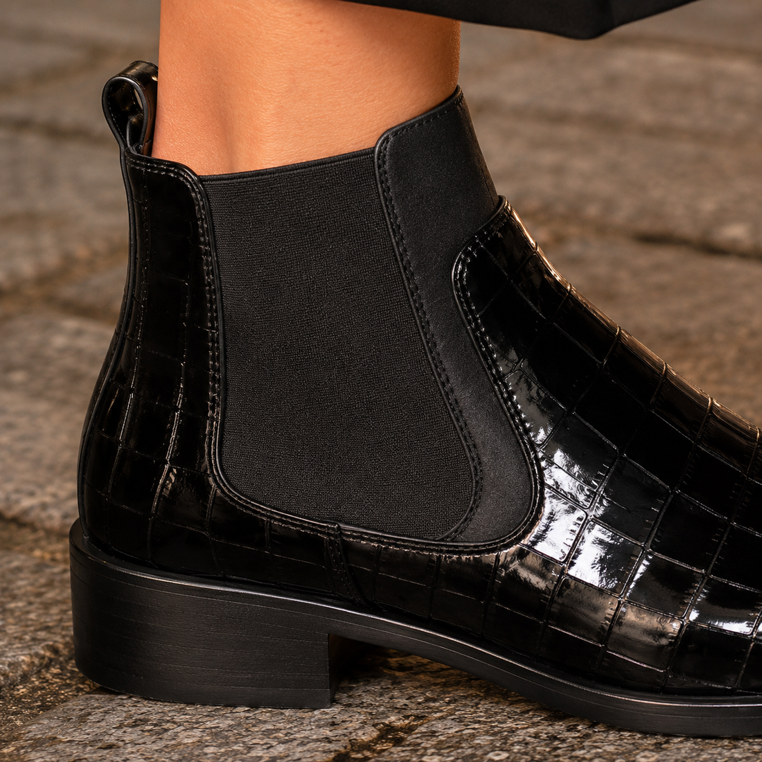 Innocenti Patent Chelsea Boots - Lead Product Detail