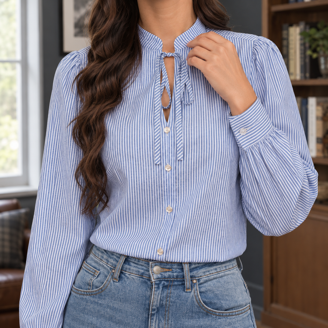 Gemma Tie Neck Blouse - Lead Product Detail