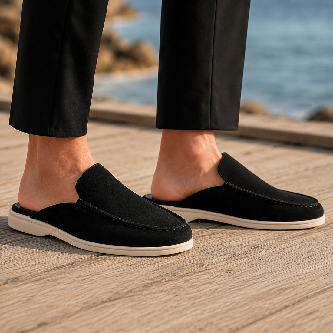 Bologna Suede Mule Loafers - Lead Alternate View
