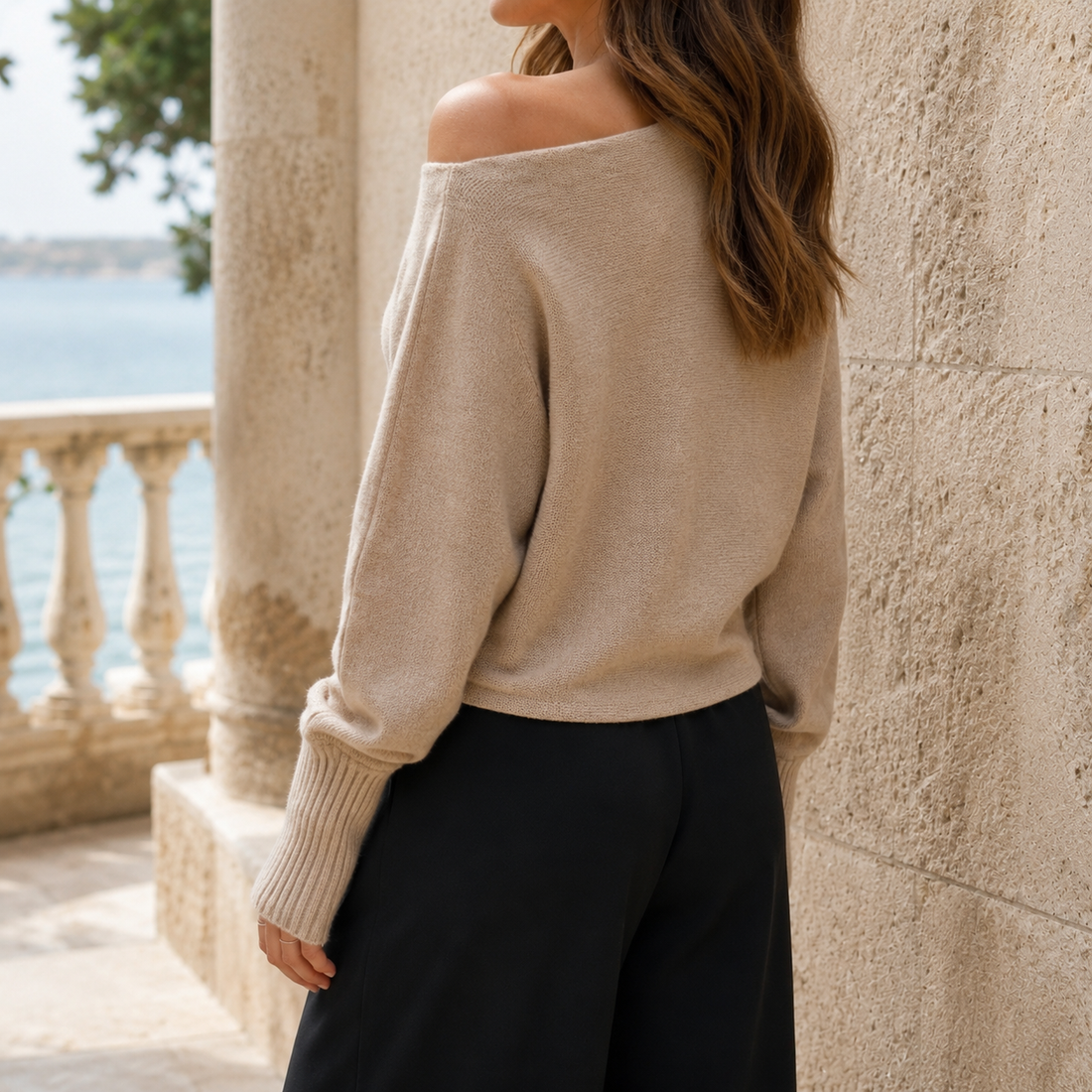 Marlene Asymmetric Sweater - Lead Alternate View