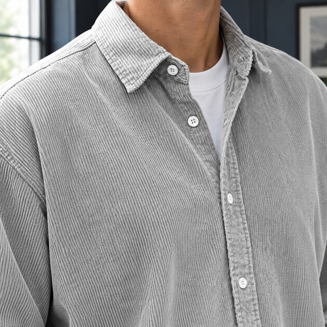 Horace Corduroy Shirt - Lead Product Detail