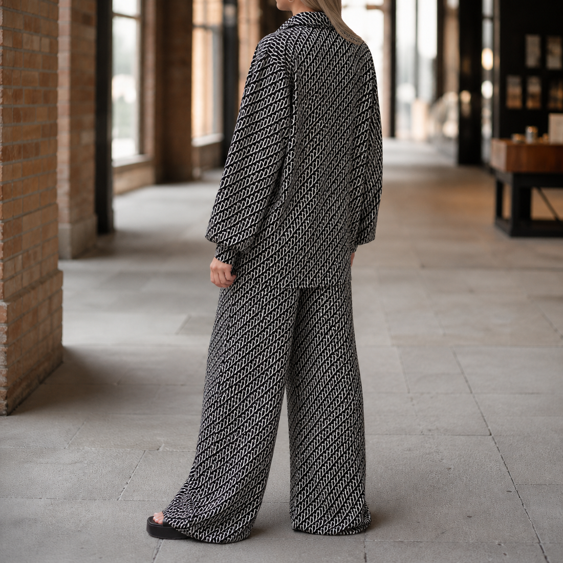 Ophelia Geometric Pants Set - Lead Alternate View